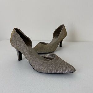 CL by Laundry women’s Estelle D’Orsay champagne shimmer‎ sparkle pump heels 7.5